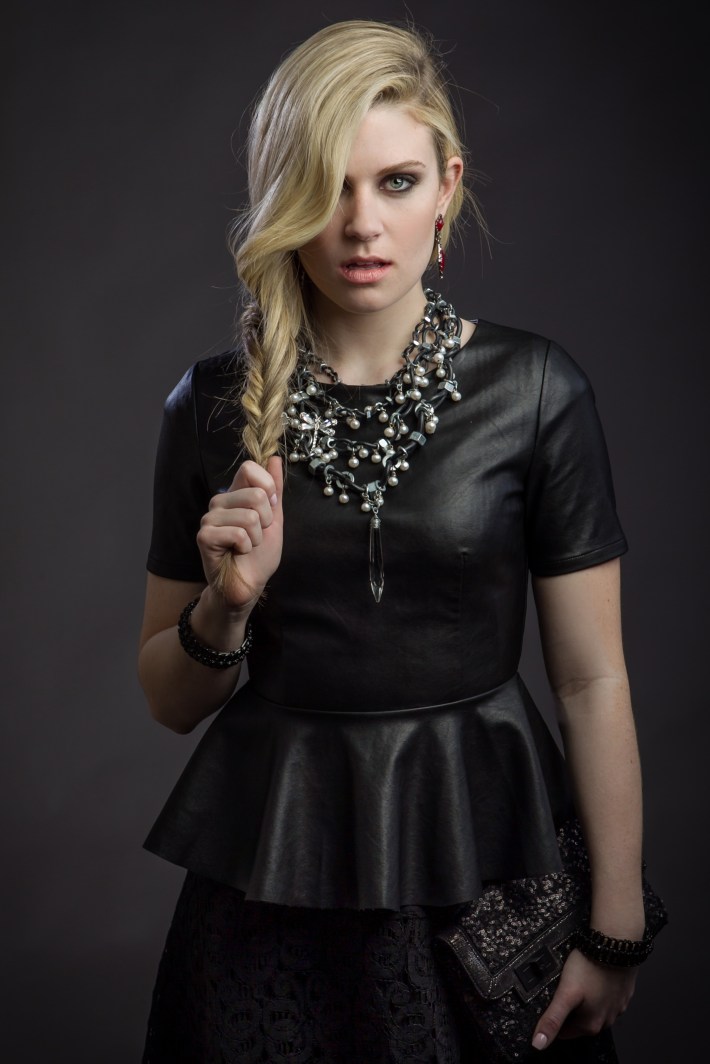 Justine Ward models holiday fashion