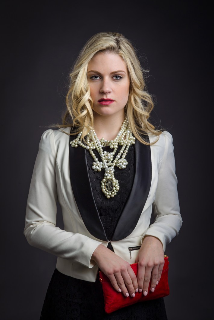 Justine Ward models holiday fashion