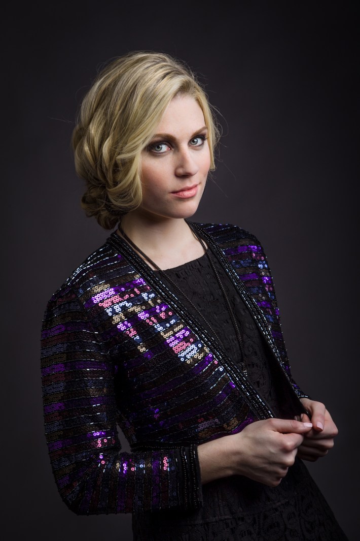 Justine Ward models holiday fashion